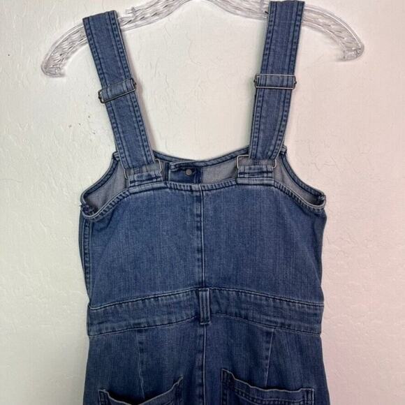 Aerie Overalls Womens XS Blue Button Front Kick Flare Denim Apron Bib - Picture 13 of 16
